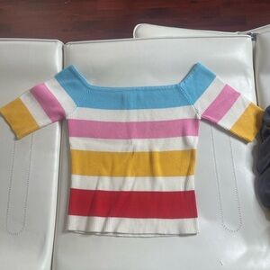 Colorful Striped Off-Shoulder Top